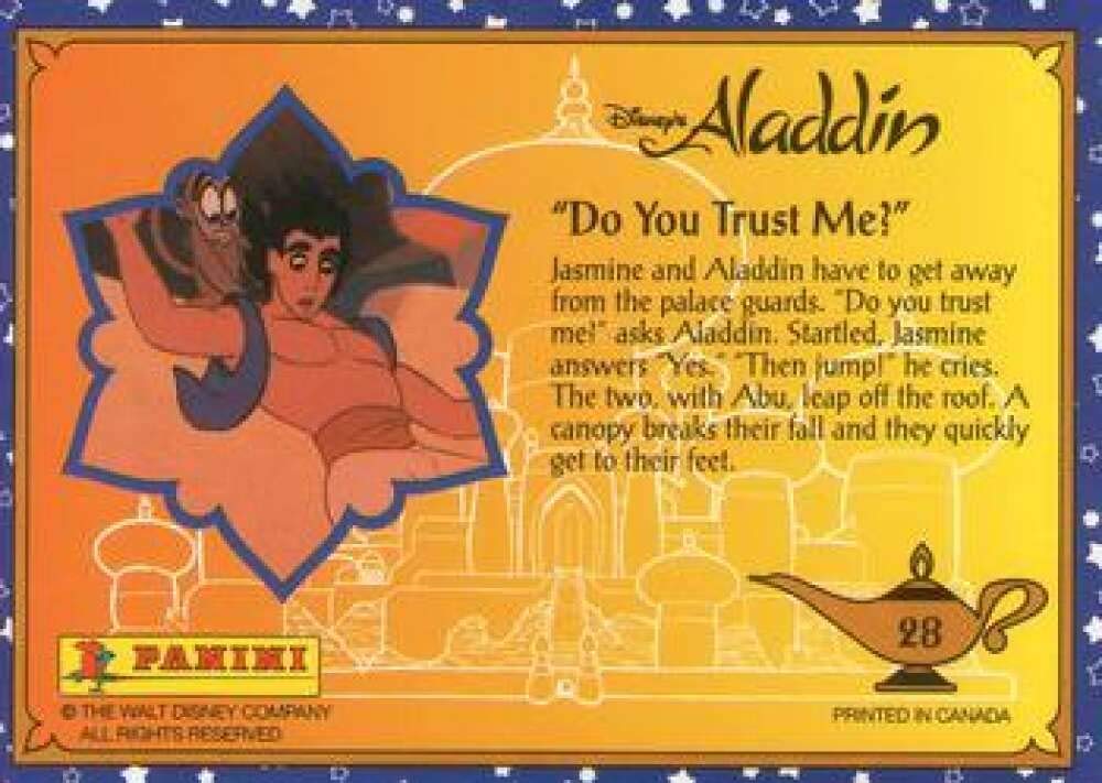 1993 Panini Aladdin NonSport Trading Card #28 Do You Trust Me at